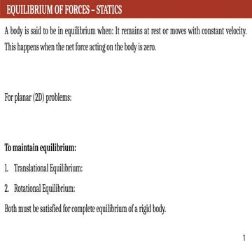 Engineering Mechanics- Equilibrium of forces | PDF