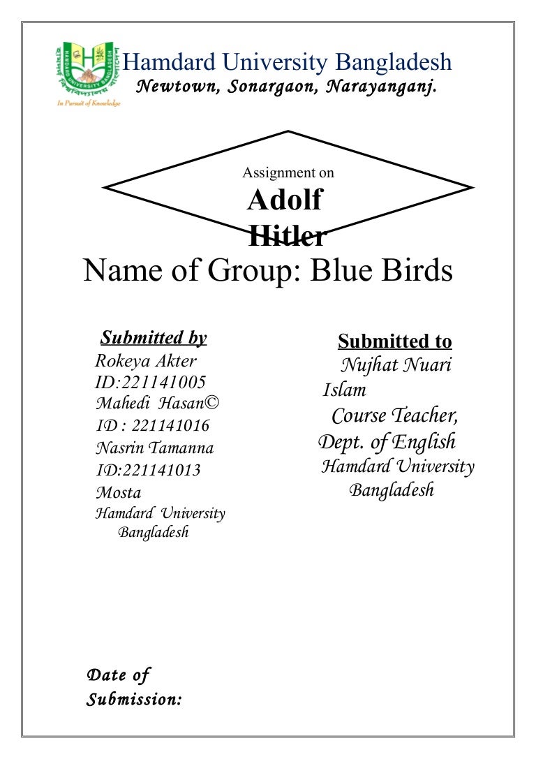 front page of group presentation