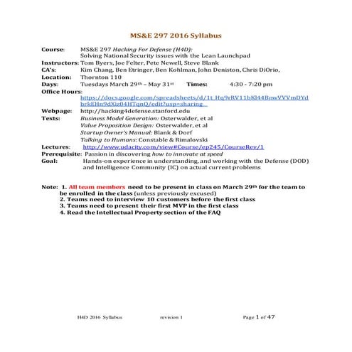 Stanford Engineering 245 syllabus, 2016