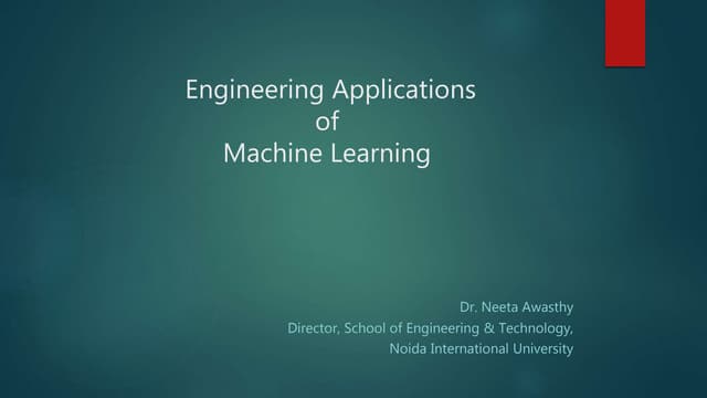 Engineering Applications of Machine Learning