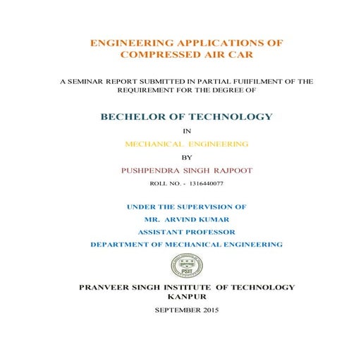 report of air powered cars | DOCX