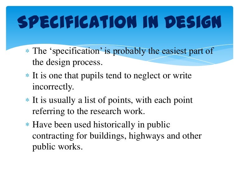 Specification in Design