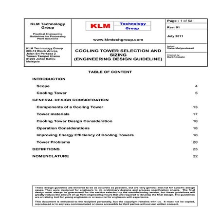 Engineering design guidelines   cooling towers - rev01
