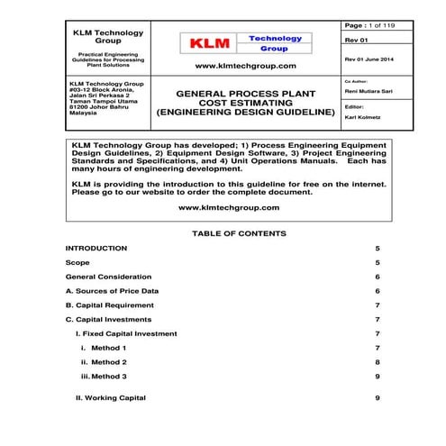 Engineering design guildline_general_plant_cost_estimating_rev01web