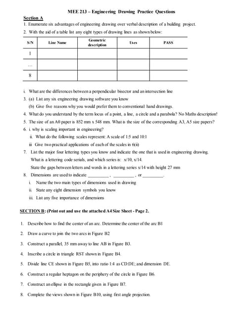 Engineering drawing practice questions   first semester - 2019-2020 (1)