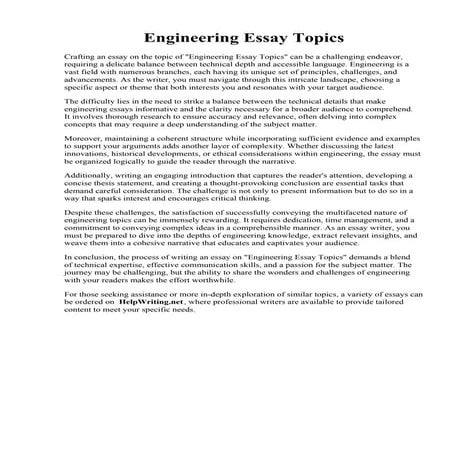 Engineering Essay Topics