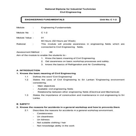 NCIT civil Syllabus 2013-2014