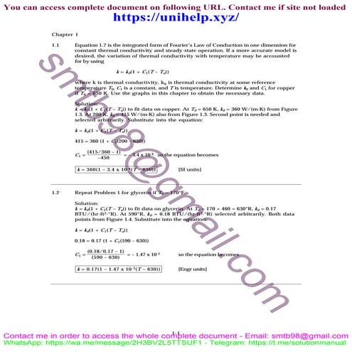 Answers to Problems from Engineering Heat Transfer, 3rd Edition by William Janna