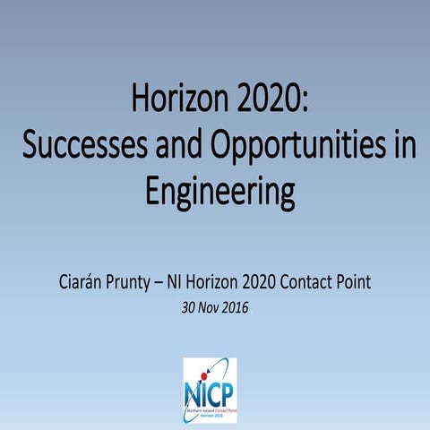 Horizon 2020 | Successes & opportunities in engineering | Ciarán Prunty