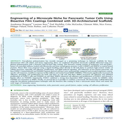Engineering of a Microscale Niche for Pancreatic Tumor Cells Using Bioactive ...