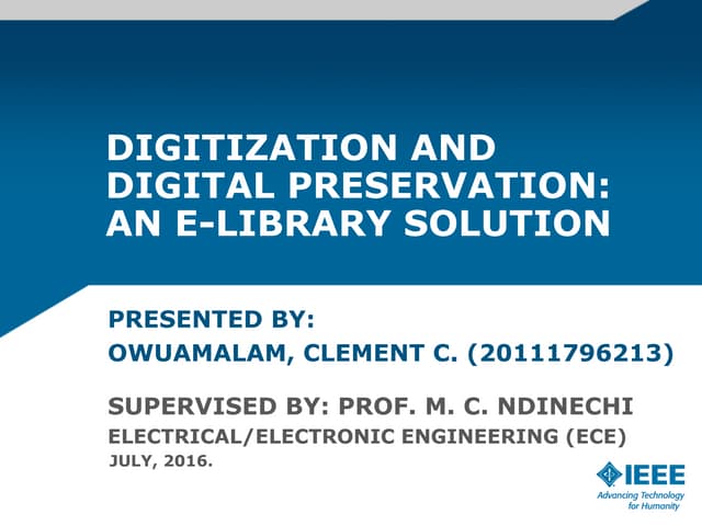 Digitization And Digital Preservation An E Library Solution Ppt Digitization And Digital Preservation An E Library Solution Ppt