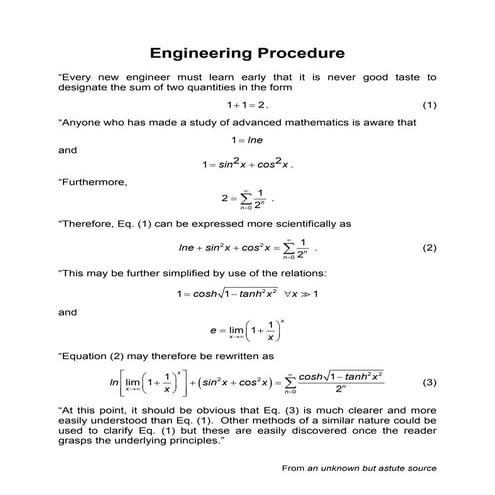 Engineering procedure