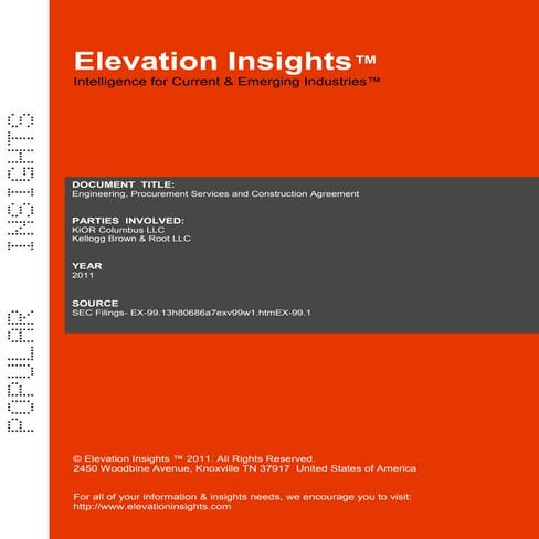 Elevation Insights™ | Engineering, Procurement Services & Construction Agreem...