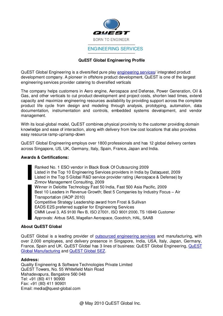 quest global engineering profile federal job resume examples