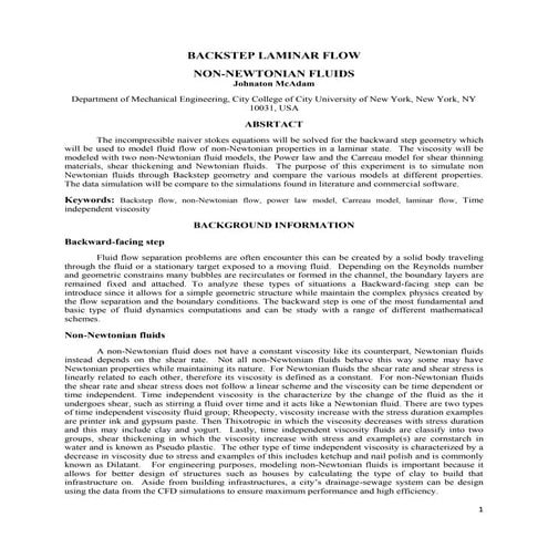Engineering project   non newtonian flow back step