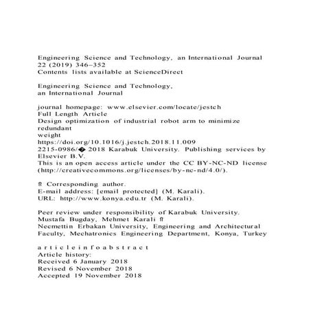 Engineering Science and Technology, an International Journal 2