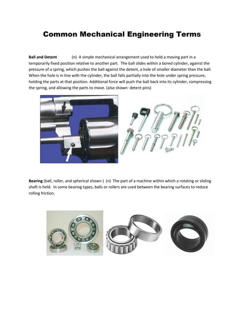 Common Mechanical Engineering Terms