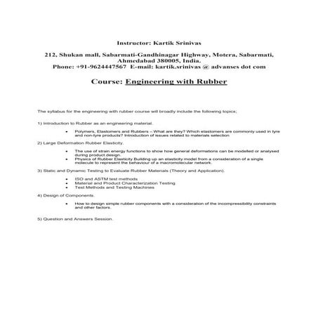 Engineering with rubber course 