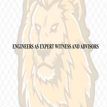 Engineers as experts and advisors