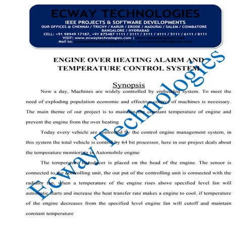 Engine overheating and alam