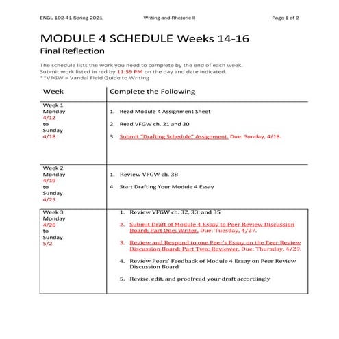 Engl102 module 4 schedule_spring