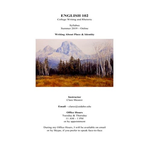 Engl 102 / Online / Summer 2019 / Syllabus