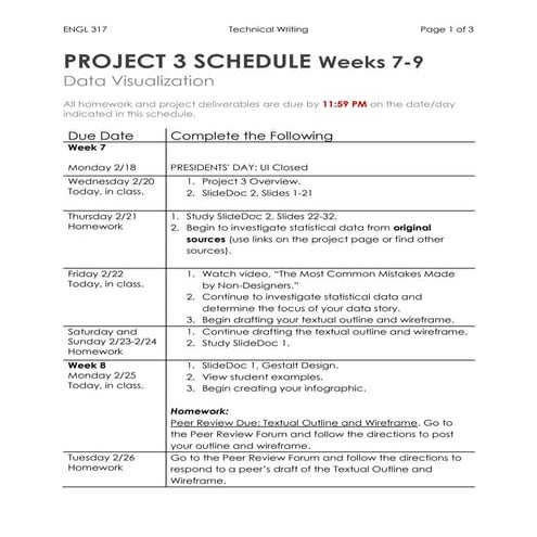 Engl 317 p3 schedule revised
