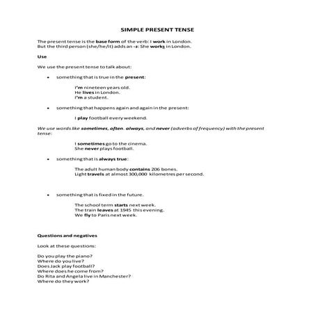 Present Tense & Past Tense