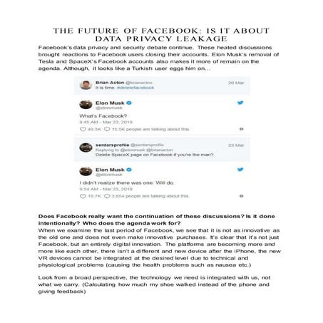 The Future of Facebook: Is It About Data Prıvacy Leakage