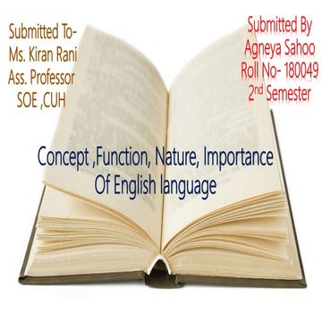 English , concept funcation nature importance of english