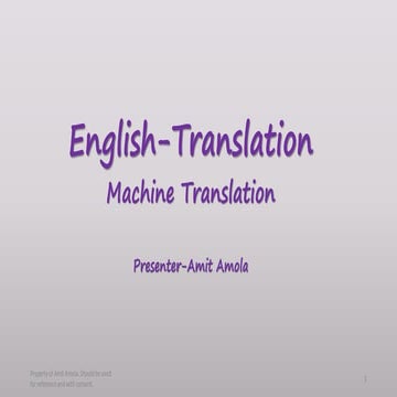 English Translation- Machine Translation 