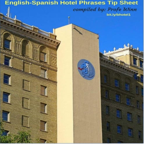 English Spanish Hotel Phrases Tip Sheet