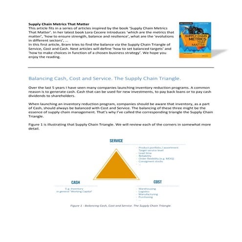 English - 1 - Balancing cash cost and service. The supply chain triangle.