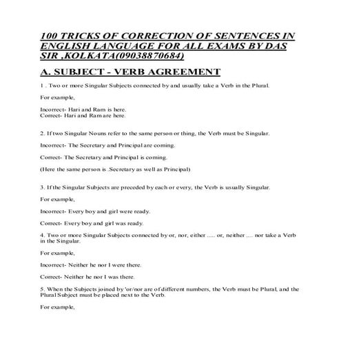 English 100 error detection & correction for all exams by   das sir(09038870684)