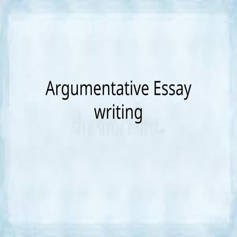 The argumentative essay is a genre of writing that requires the student to in...