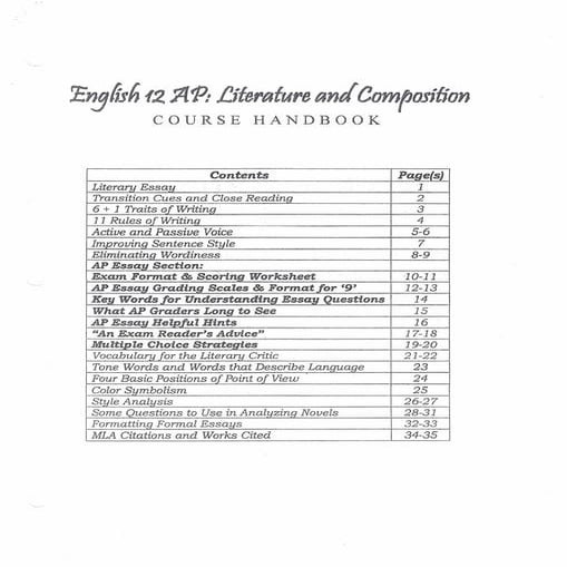 English 12 ap course handbook