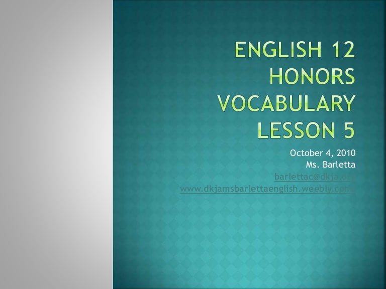 English 12 honors vocab 5