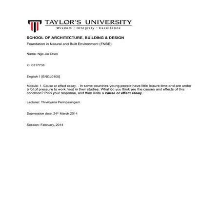 English 1 assignment one