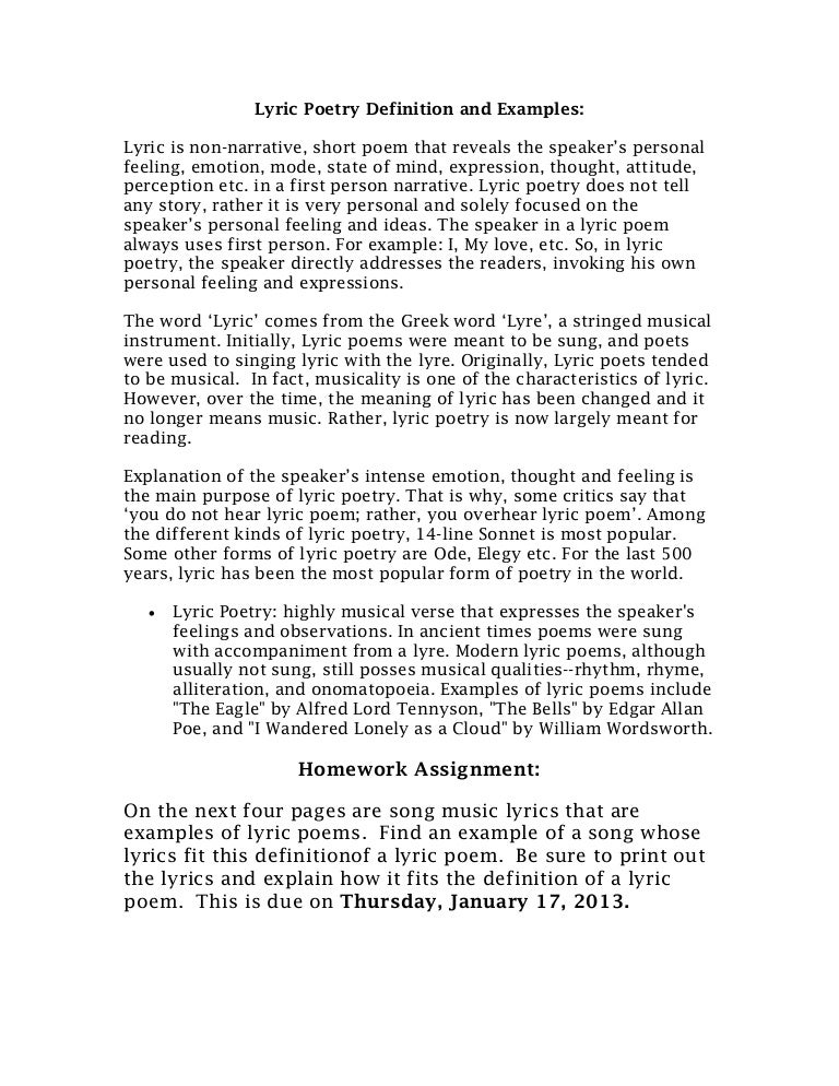 english2 10 lyric poetry definition__song lyric form