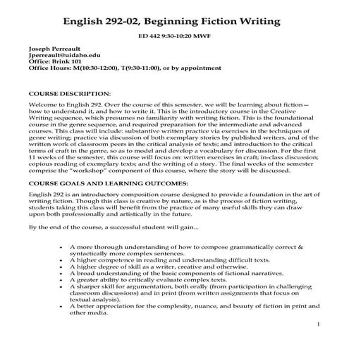 English 292 syllabus