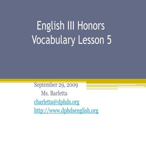 English  3H Vocabulary Lesson 5