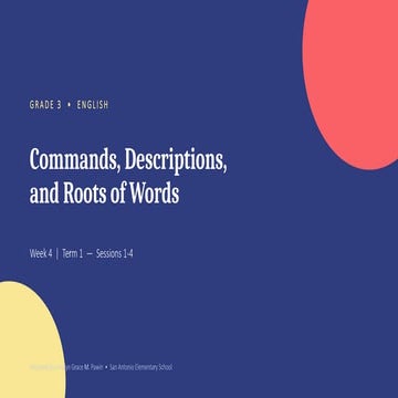 Grade 3 English: Commands, Descriptions, and Word Roots Learning Module ...