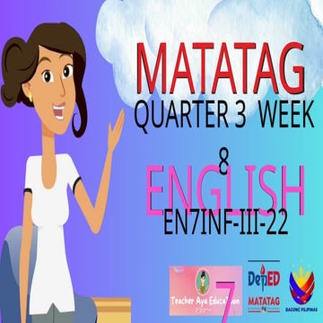 English 7 MATATAG CURRICULUM QUARTER THREE Week EIGHT