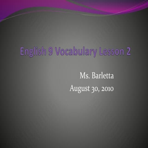 English 9 vocabulary lesson 2