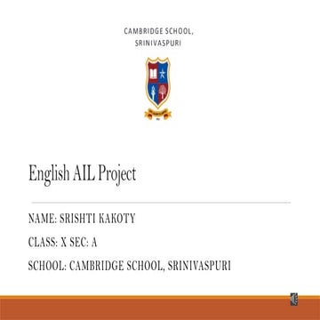 English Project work for Class X Student