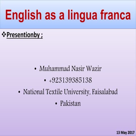 English as a LinguaFranca