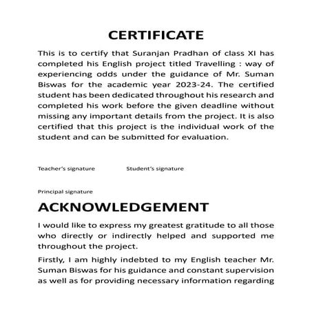 English Class 11 Project Pdf