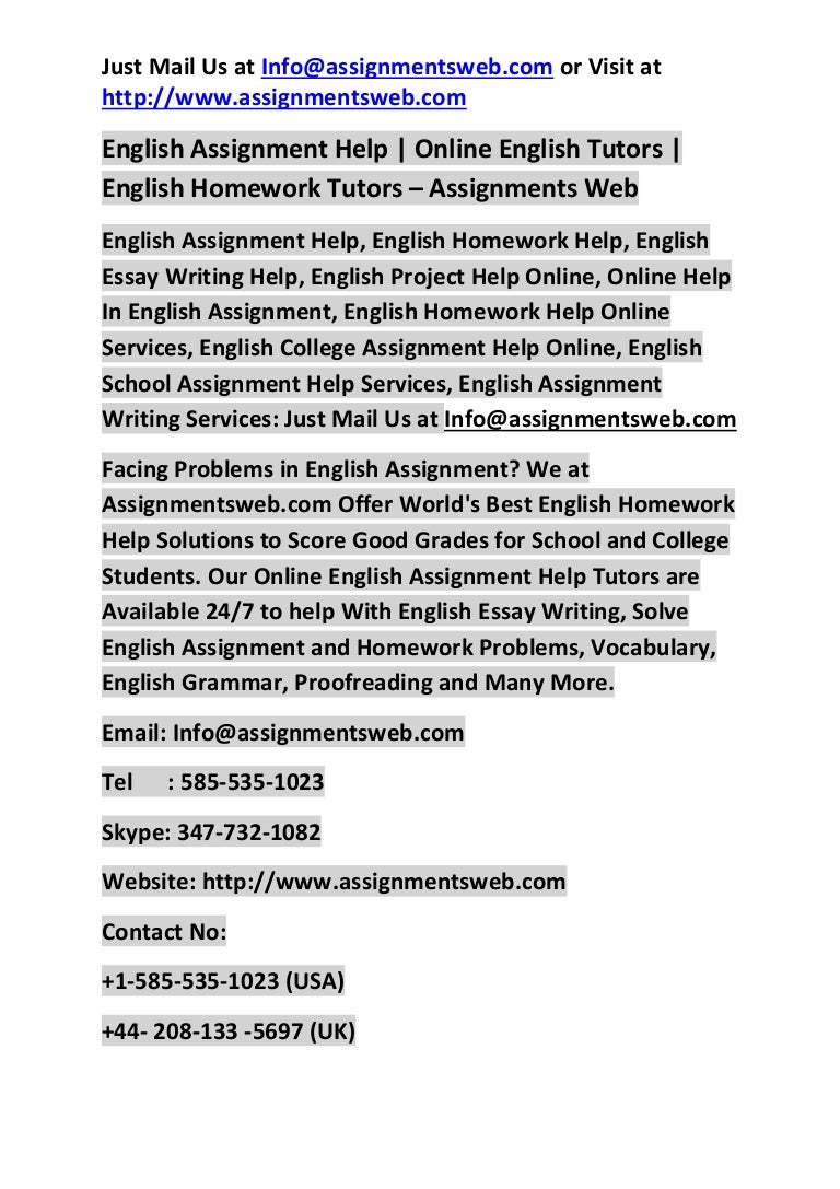 English homework help tutor