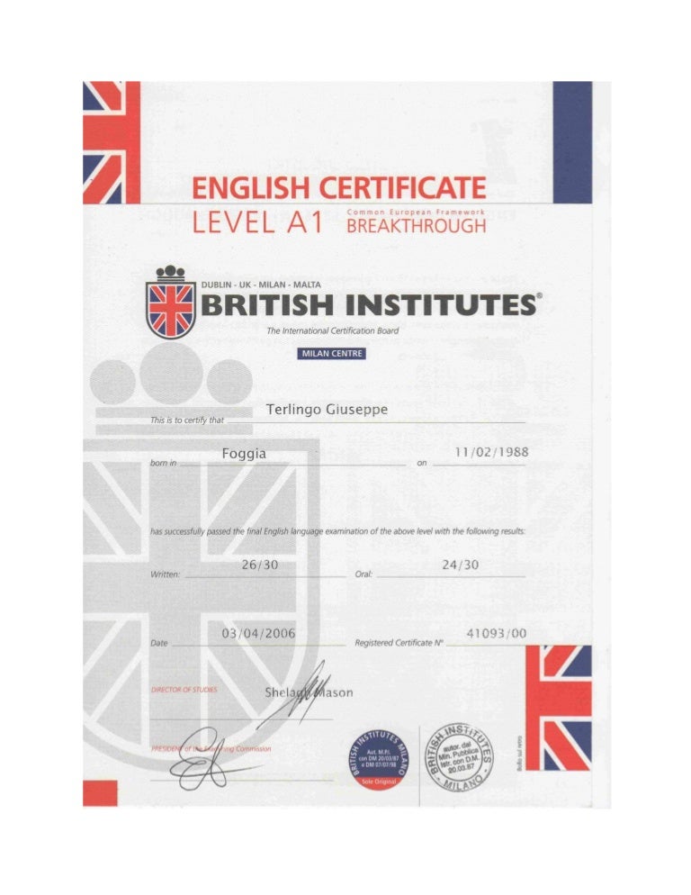 English Certificate