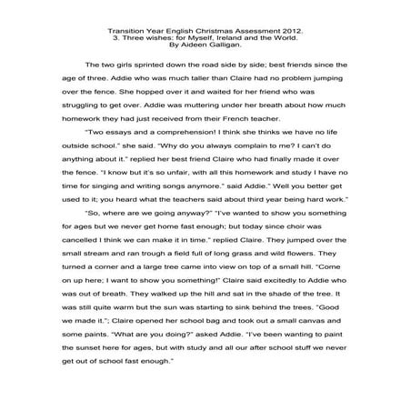 English christmas assessment 2012